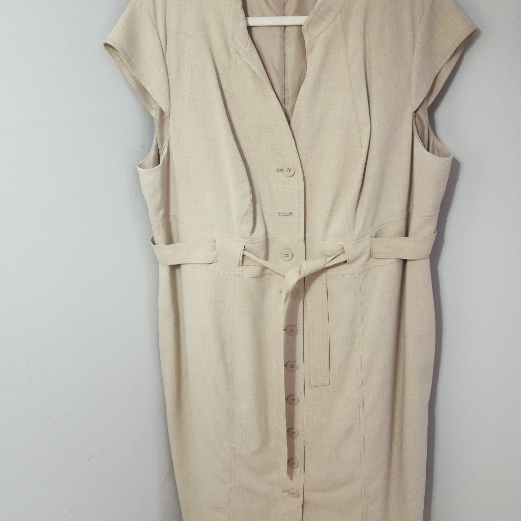 Calvin Klein Womens Plus Size 22w Belted Button Down Sheath Dress